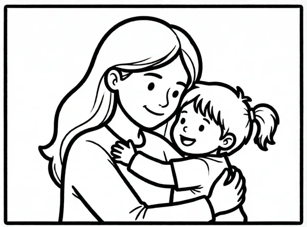 mamá y yo nos abrazamos