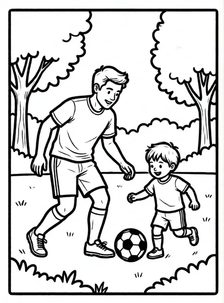papá jugando al fútbol