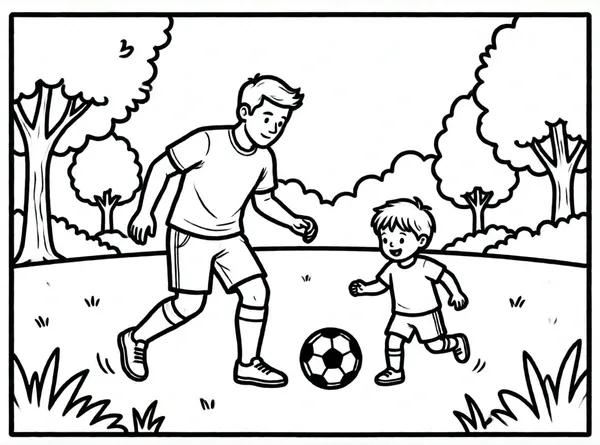 papá jugando al fútbol