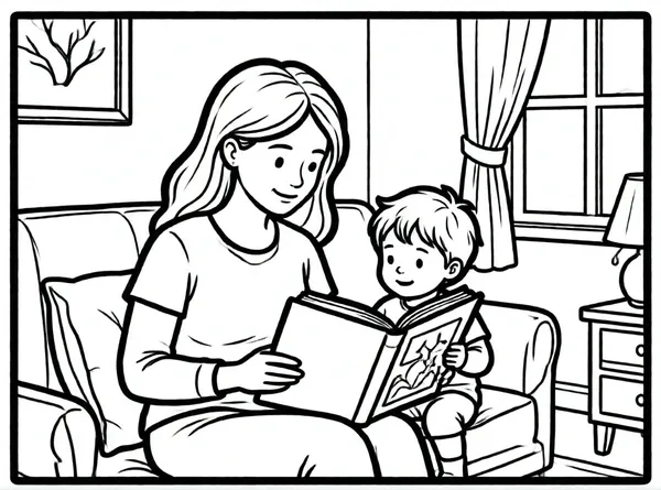 mamá leyendo un cuento