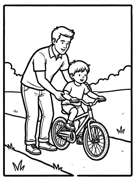 papá enseñando a montar bici