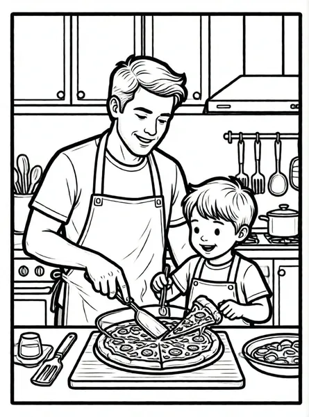 papá y yo cocinando