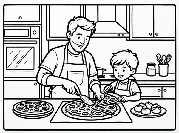 papá y yo cocinando