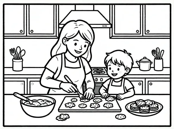 mamá horneando galletas