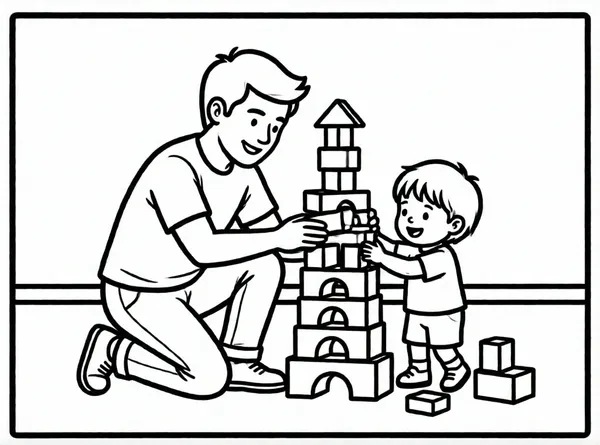 papá y yo con bloques