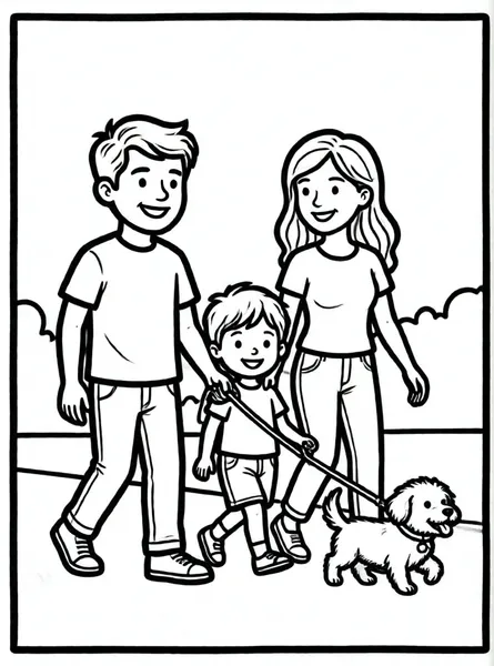 familia paseando al perro