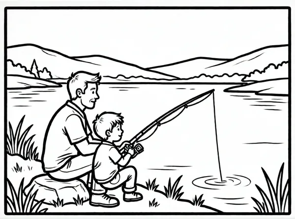 papá y yo pescando