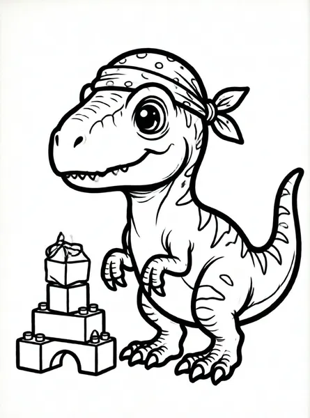 velociraptor con bandana y bloques