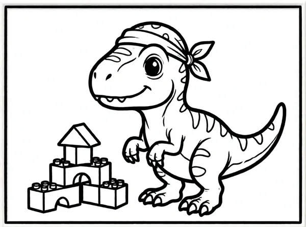 el velociraptor con bandana y bloques