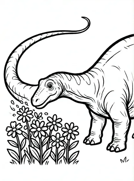 el diplodocus y las flores