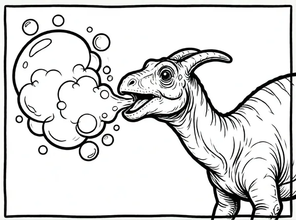 parasaurolophus soplando burbujas