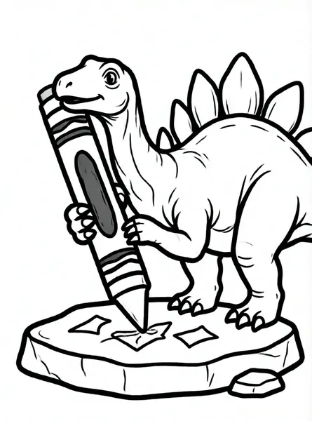 iguanodon dibujando con un crayón