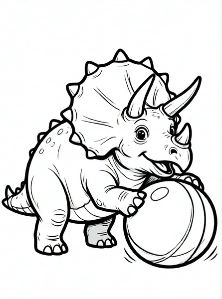 triceratops jugando con una pelota