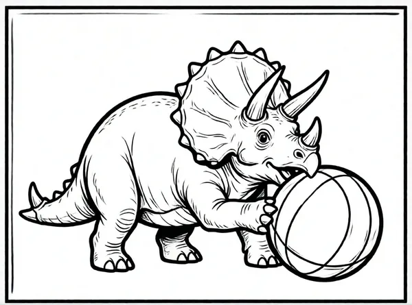 triceratops jugando con una pelota
