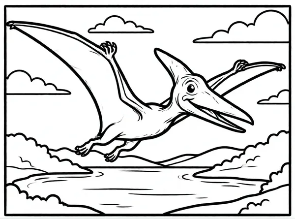 pterodáctilo volando sobre el lago