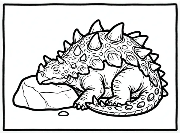 ankylosaurus durmiendo junto a una roca