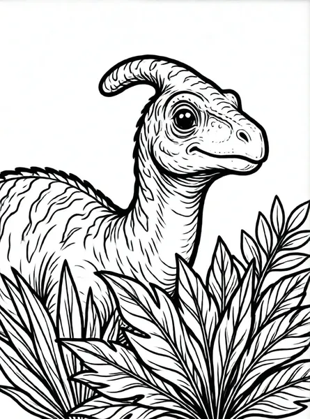 el parasaurolophus entre las hojas