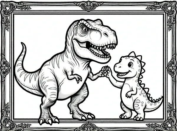 tiranosaurio y amigo dándose un cinco