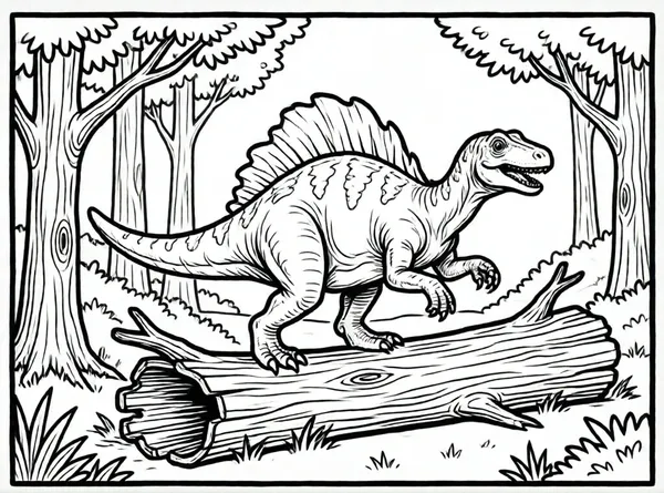 iguanodon saltando sobre un tronco