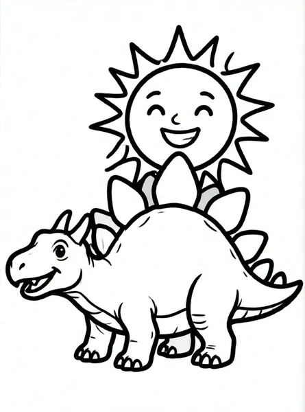estegosaurio feliz con un sol