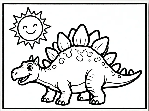estegosaurio alegre con un sol