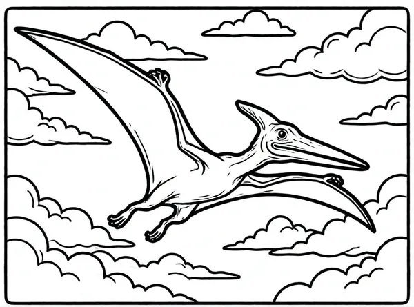 pterodáctilo volando entre nubes