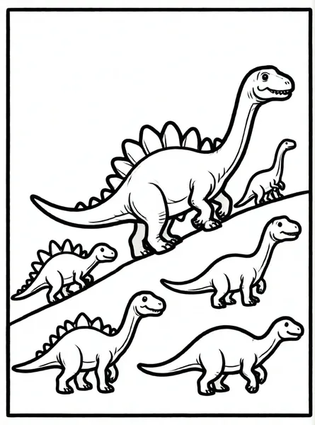 familia de dinosaurios caminando juntos