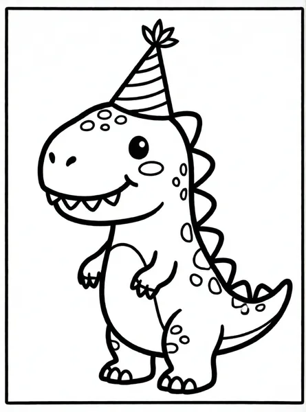 dinosaurio con gorrito de fiesta