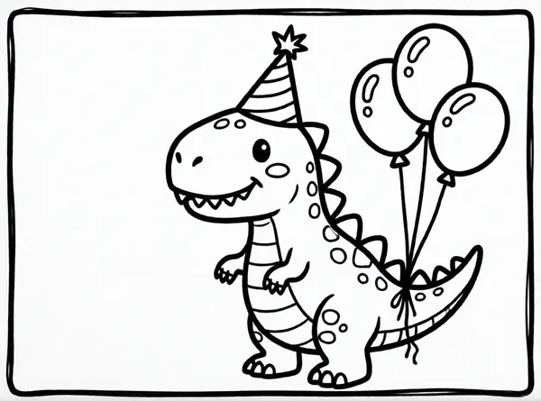 dinosaurio con gorrito de fiesta