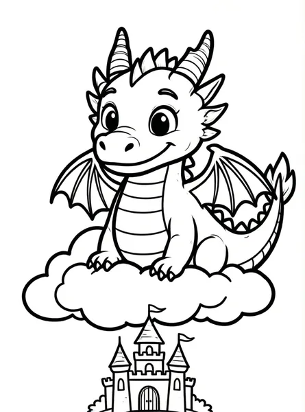 pequeno dragon amigable volando sobre nubes