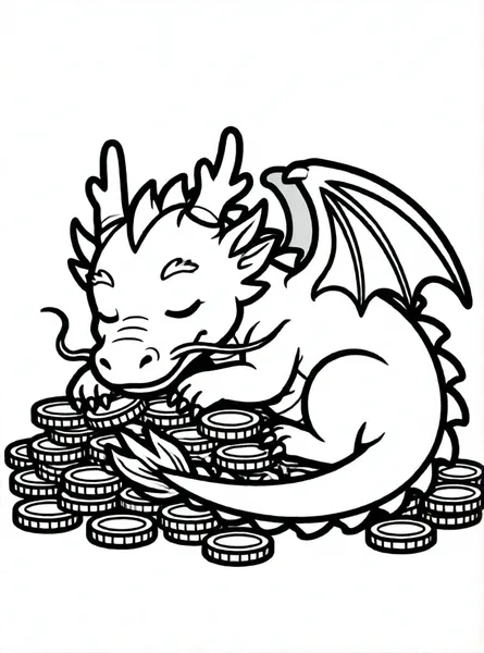 dragon durmiendo sobre monedas de oro