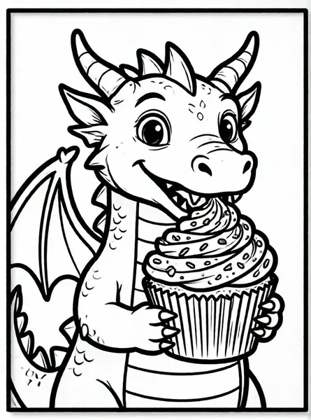 dragon comiendo un pastel gigante