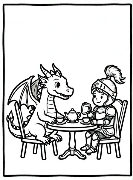 dragon y caballero tomando el té