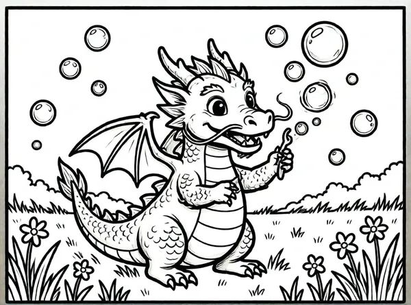 dragon lanzando burbujas de jabón