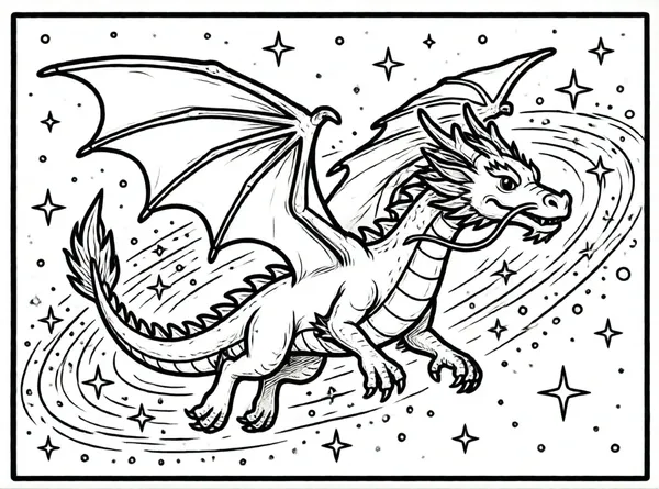dragon viajando por el espacio