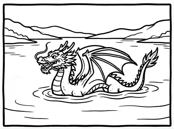 dragon nadando en el lago
