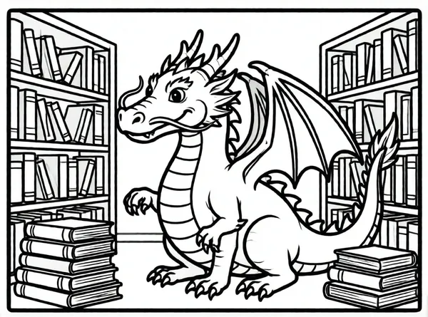 dragon leyendo un libro magico