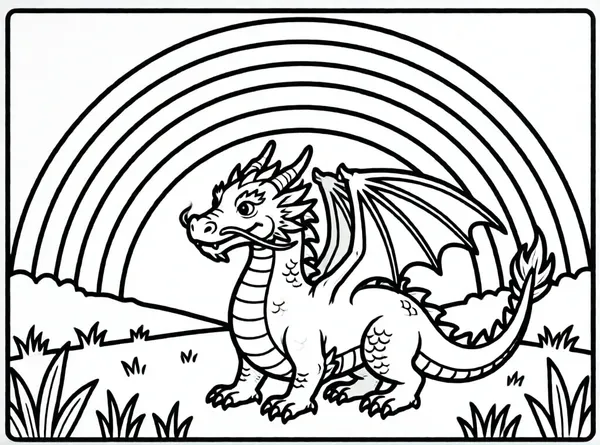 dragon bajo un arcoiris