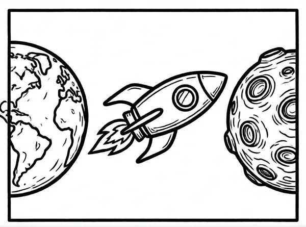 cohete viajando entre planetas
