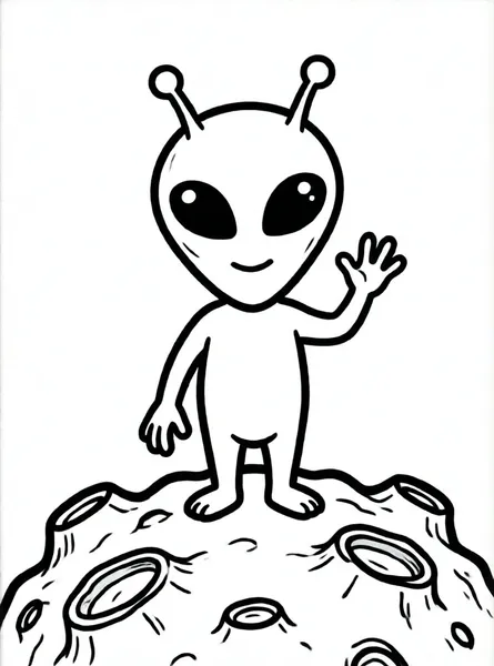 alienígena saludando desde un asteroide