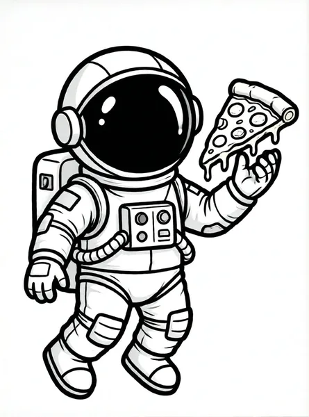 astronauta comiendo pizza espacial