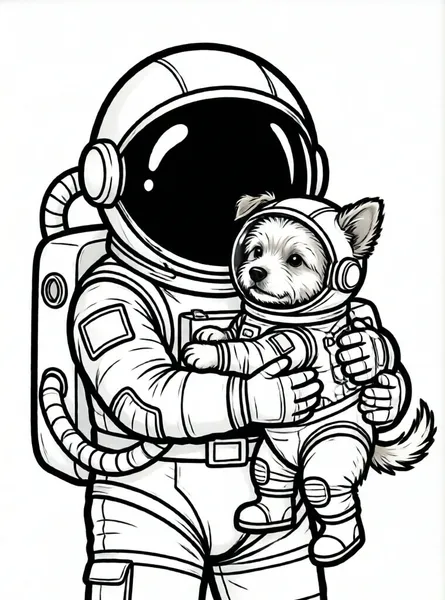 astronauta con su perro espacial