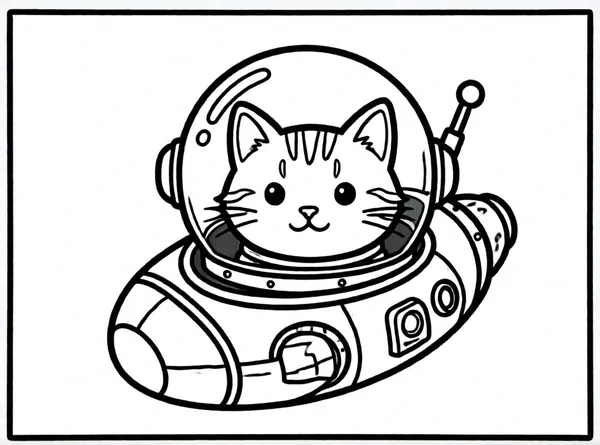 gato astronauta en su cápsula