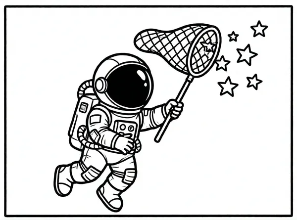 astronauta atrapando estrellas