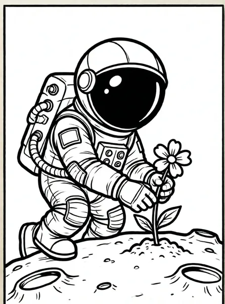 astronauta plantando una flor