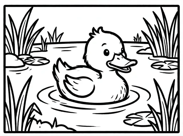 patito nadando en el estanque