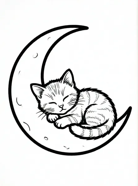 gatito durmiendo en la luna