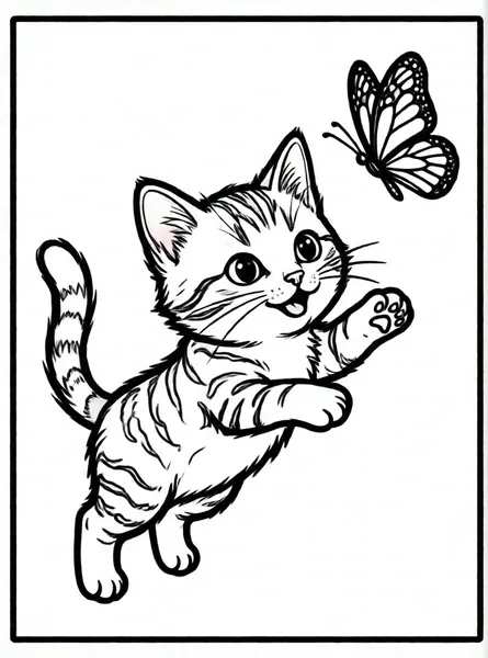 gatito persiguiendo una mariposa