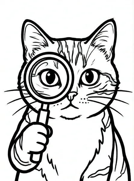 gato detective con lupa