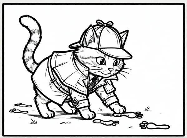 gato detective con lupa